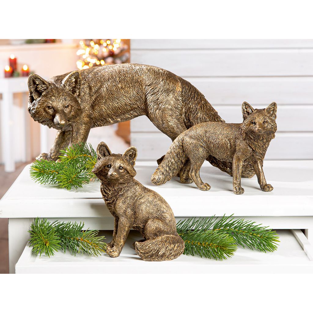 Gilde Figur, Fuchs, "Fabian", Kunstharz, bronzefarben, VE 1, L. 21.5 cm, B. 49 cm, H. 23 cm 52968 4063387529683