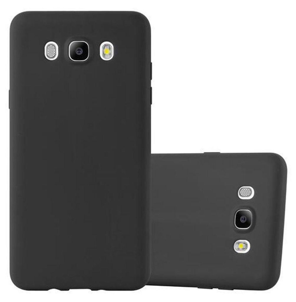 Two black smartphone cases are shown against a white background. One is upright and the other is lying down.