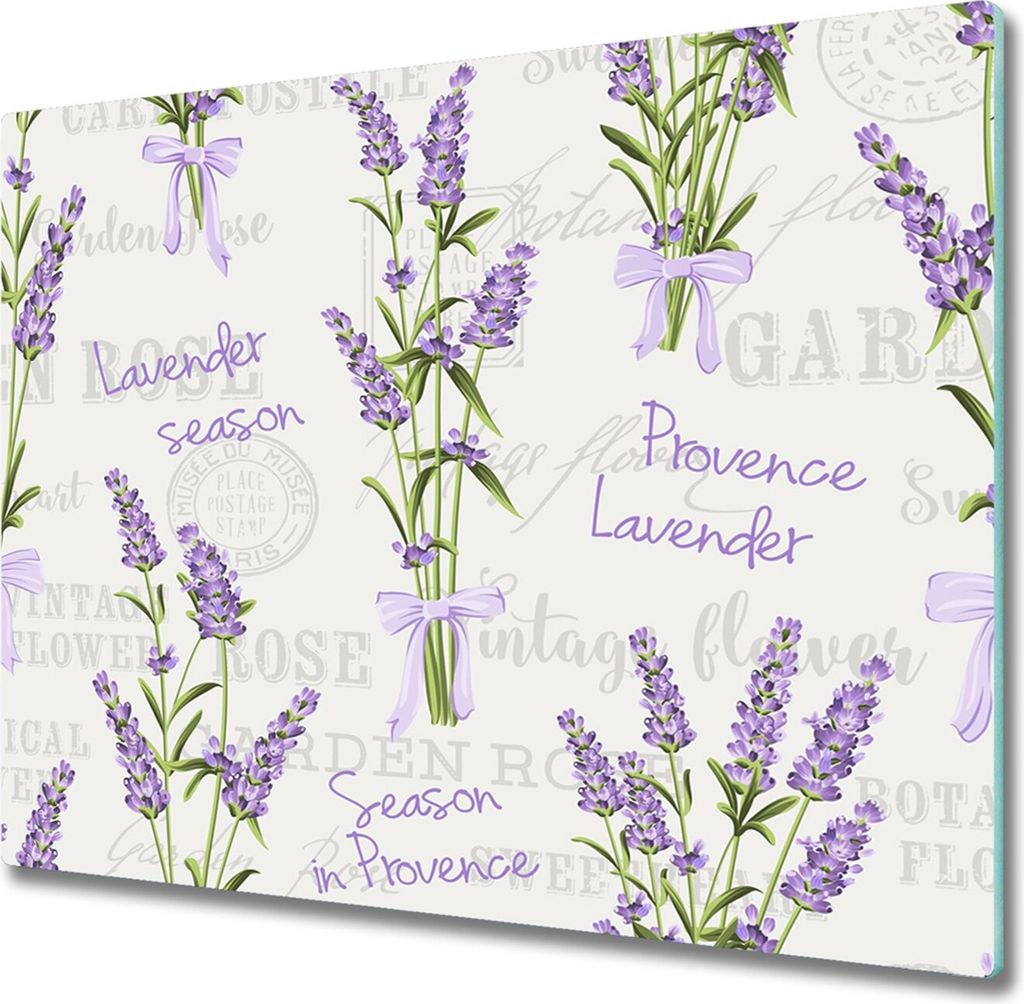 Glas Herdabdeckplatte 60x52 cm Spritzschutz Glasabdeckplatte Schneidebrett Lavendel