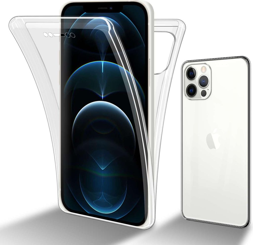 Cadorabo Hülle für Apple iPhone 12 / 12 PRO in TRANSPARENT 360° Full Body Schutzhülle Front und Rückenschutz, Rundumschutz mit Displayschutz B...