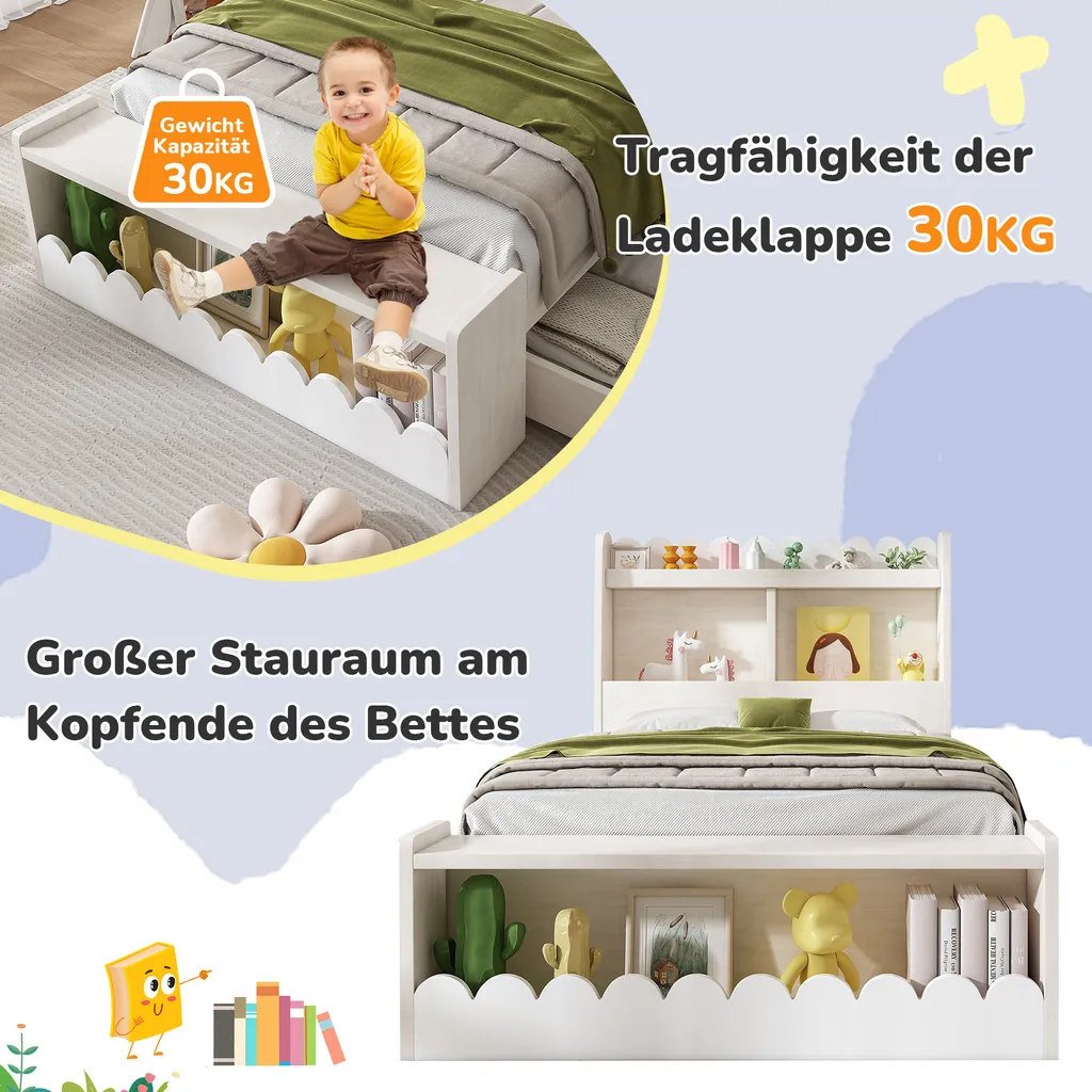 Lit Enfant 90x200 cm Idéal pour Optimiser l'Espace avec Rangement - 7