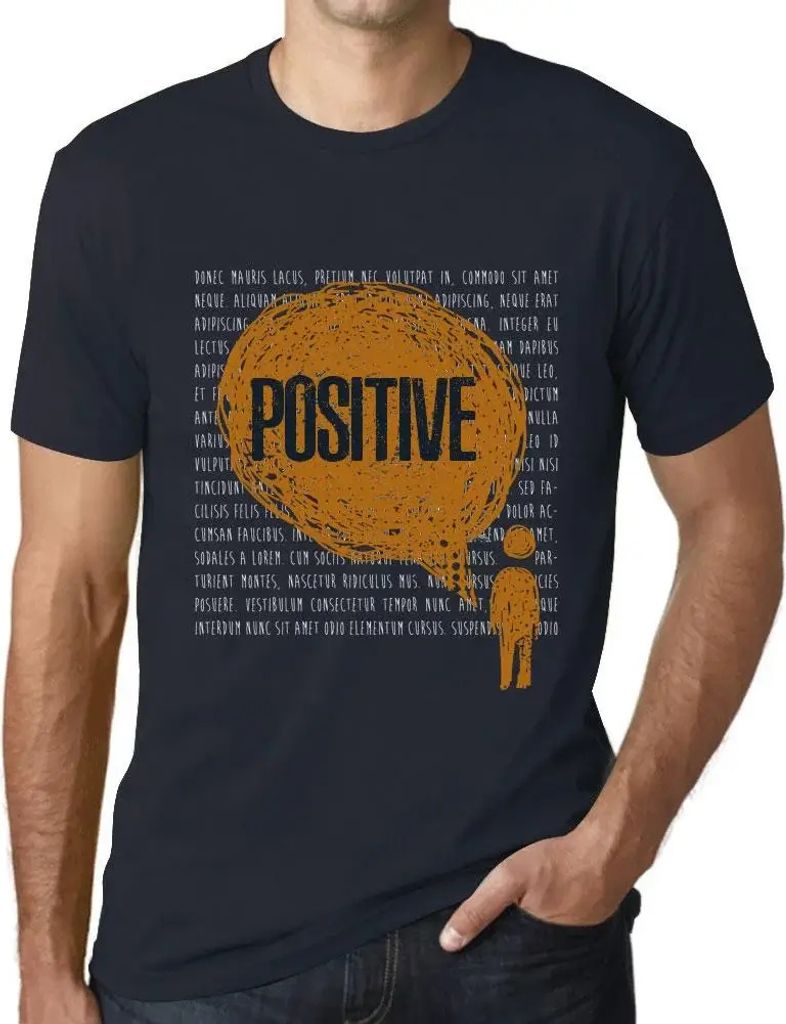 Herren Grafik T-Shirt Positive Gedanken – Thoughts Positive – Öko-Verantwortlich Vintage Jahrgang Kurzarm Lustige Druck Geburtstag Geschenk Mann