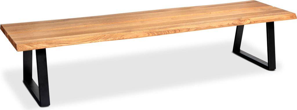 Bank Vig 180 cm mit Baumkante Wildeiche Massiv Geölt