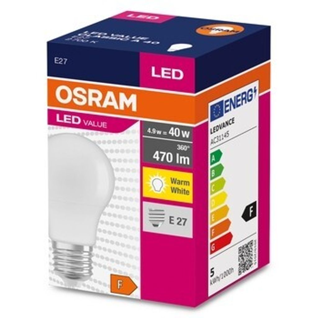 Osram LED CLASSIC A V, 4,9 W, 40 W, E27, 470 lm, 10000 h, Zdjęcie produktu 