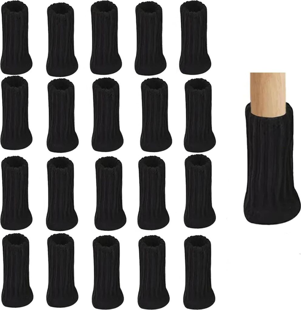 Stuhlsocken 20 Stück, 3,5 x 6,5 cm, Schwarz, Filzgleiter für Stühle, Stuhlbeinschoner, Stuhlbeinkappen, Stuhlsocken, Bodenschutz für Möbel, St...