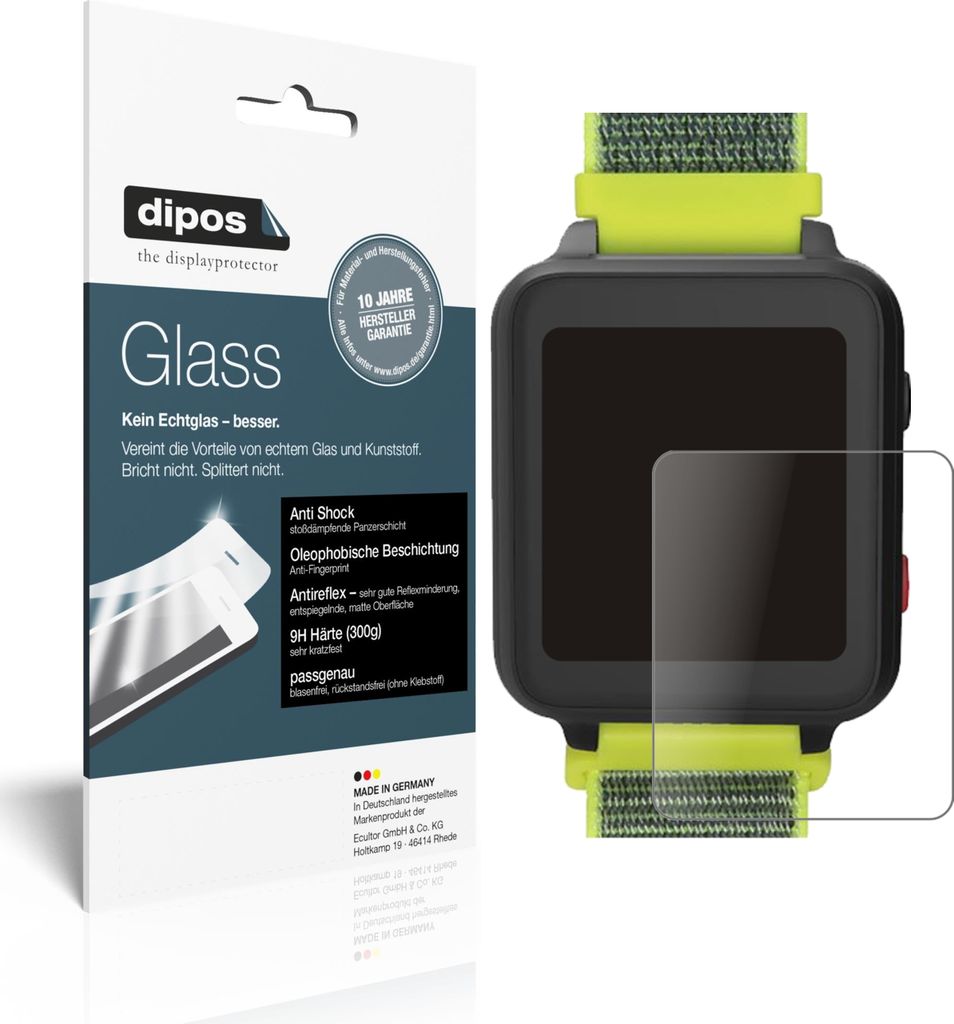2x Schutzfolie für Anio 5 Smartwatch matt - Anti-Shock 9H Folie dipos Glass Kunststoffglas