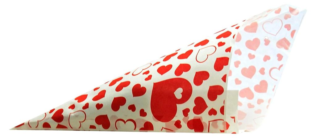 Papier-Spitztüten mit Motiv Rote Herzen, Länge ca. 19 cm, für ca. 125 g Inhalt (100 Stück)