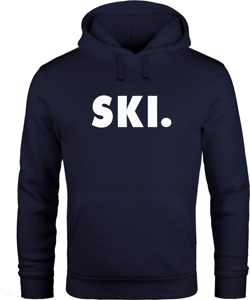 Hoodie Herren Ski Wintersport Wintersportler Ski-Fahrer Ski-Hoodie Kapuzen-Pullover Moonworks navy S
