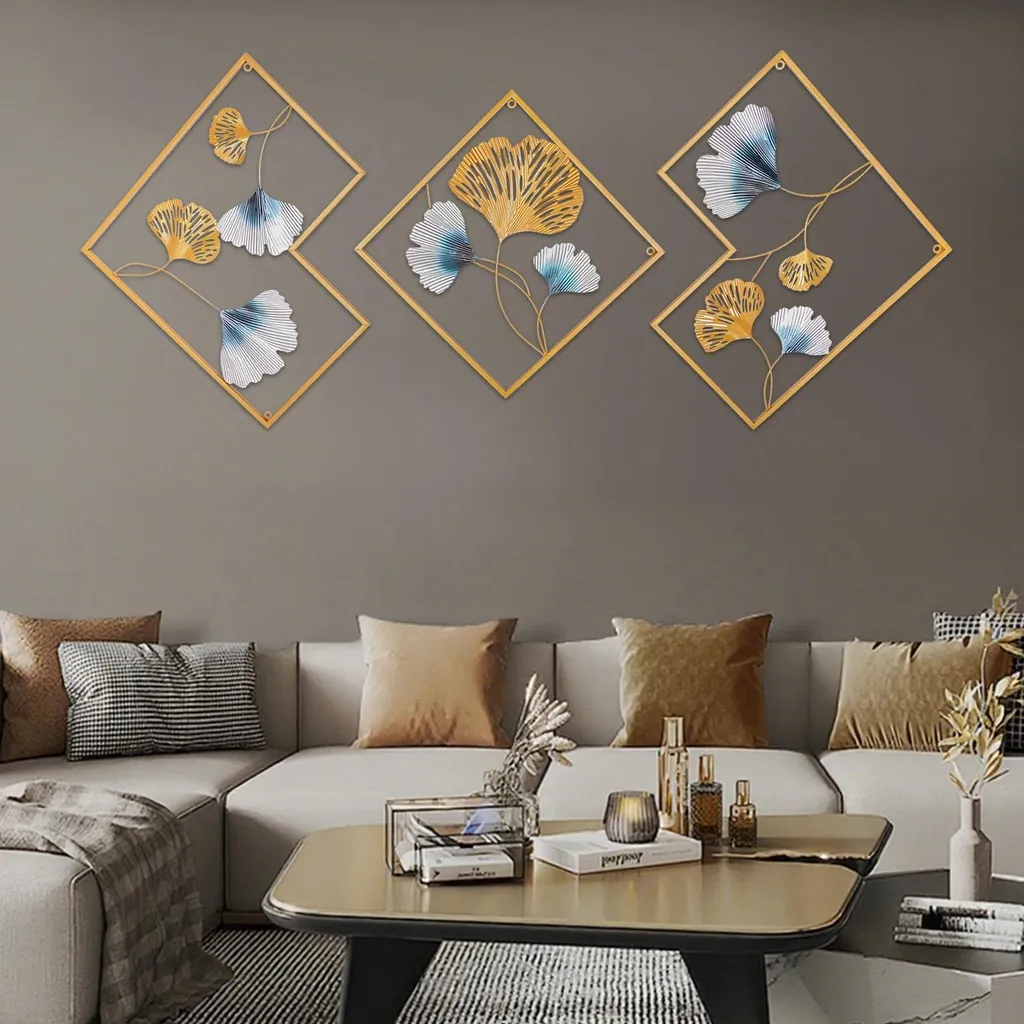 Decorazione Parete Ginkgo Oro - Arte in Ferro per Ufficio e Hotel