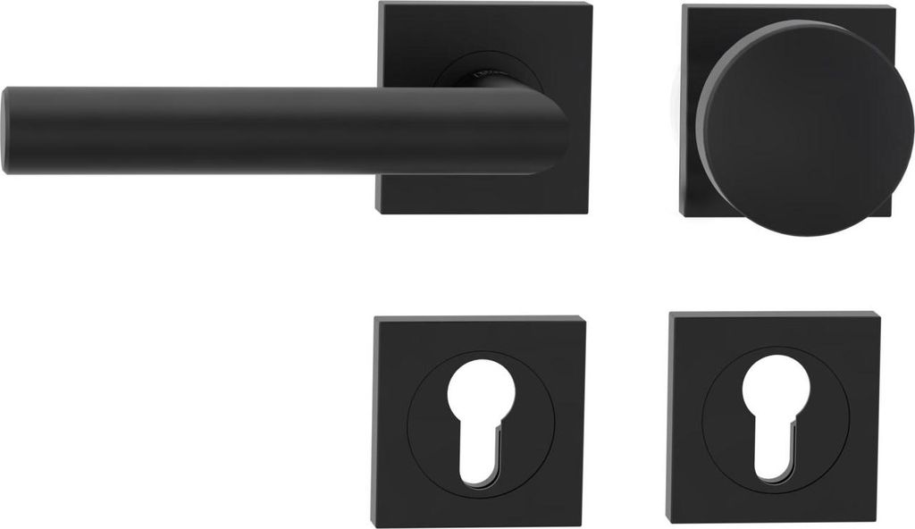 Griffwerk Wechselgarnitur LUCIA PROF Schraubtechnik FS Rosetten eckig Knopf R2 Graphitschwarz L