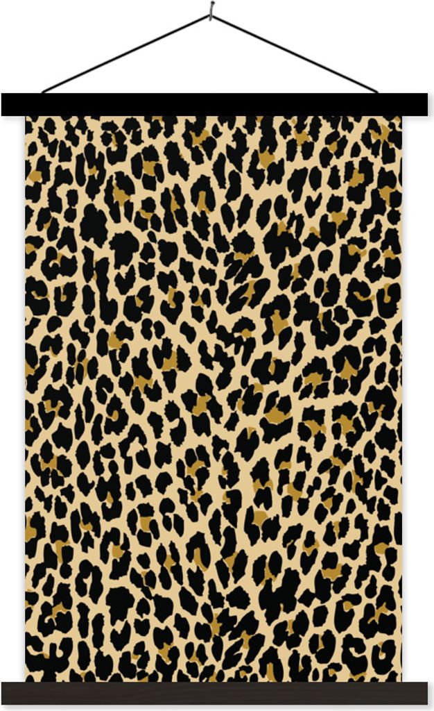 MuchoWow Textilposter Leopard - Mantel - Schnittmuster 40x60 cm mit schwarzem Rahmen - Wanddekorationen