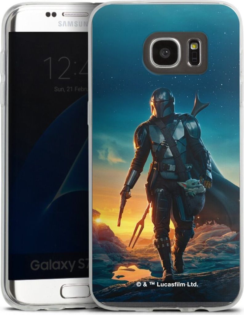 DeinDesign Slim Hülle für Samsung Galaxy S7 Edge Silikon Case Ultra Dünn Handyhülle Sonnenuntergang Star Wars The Mandalorian