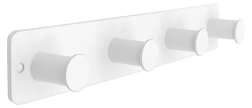 Crochets pour serviettes et manteaux - Barre inox blanche multi-pièces