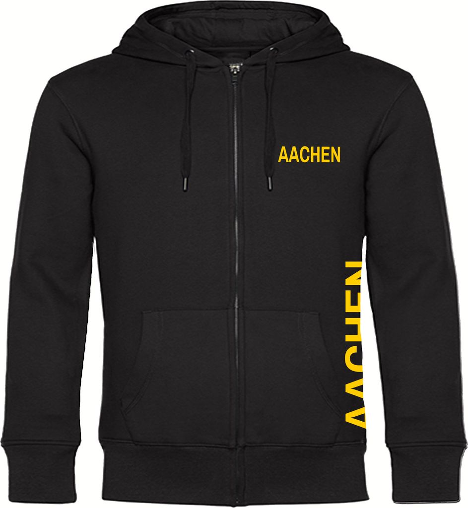 multifanshop Kapuzen Sweatshirt Jacke - Aachen - Brust & Seite, schwarz, Größe 3XL