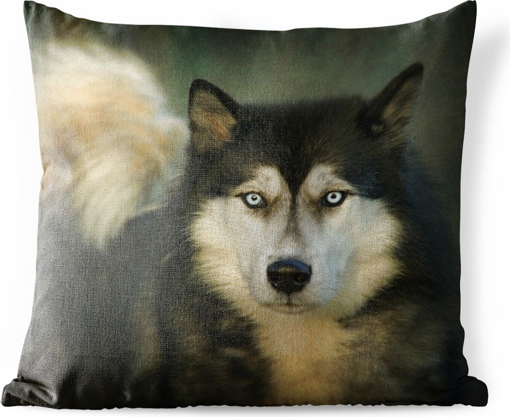 MuchoWow Outdoor Kissen - Husky schaut in die Kamera - 50x50 cm - Wetterfest - Lounge Kissen - Komfortabel - Kissen mit Bild
