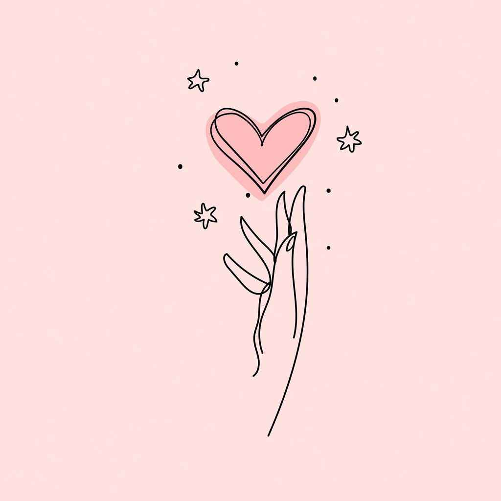 TADESSI Leinwandbild Oneliner Herzen mit Hand - Wandbild 60 x 60 cm - Kunstdruck auf Leinwand in Rosa Schwarz - M1-No.51605