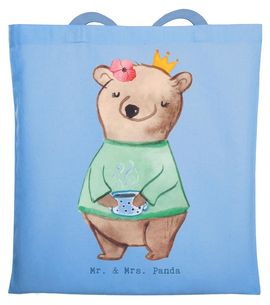 Mr. & Mrs. Panda Shopping Tasche Chefin Herz - Sky Blue - Geschenk, CEO, Königin, Tote Bag, König, Büchertasche, Entspannung, Stoffbeutel, Lapto...