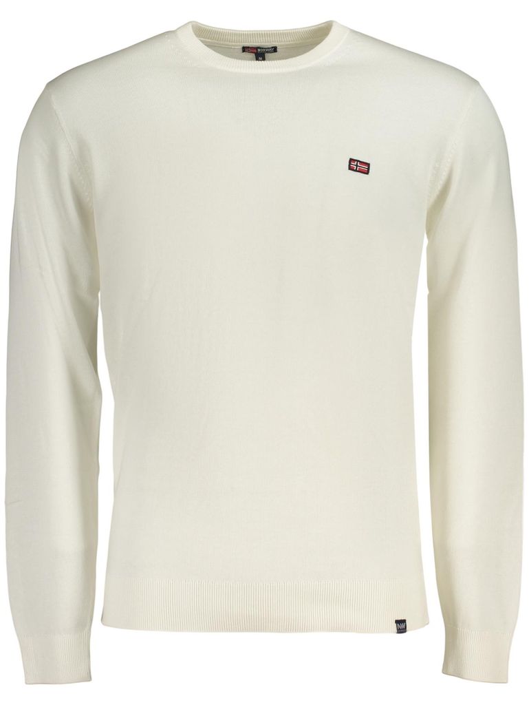 Weißes Herren Langarmshirt mit Stickerei - Norwegischer Stil 1963