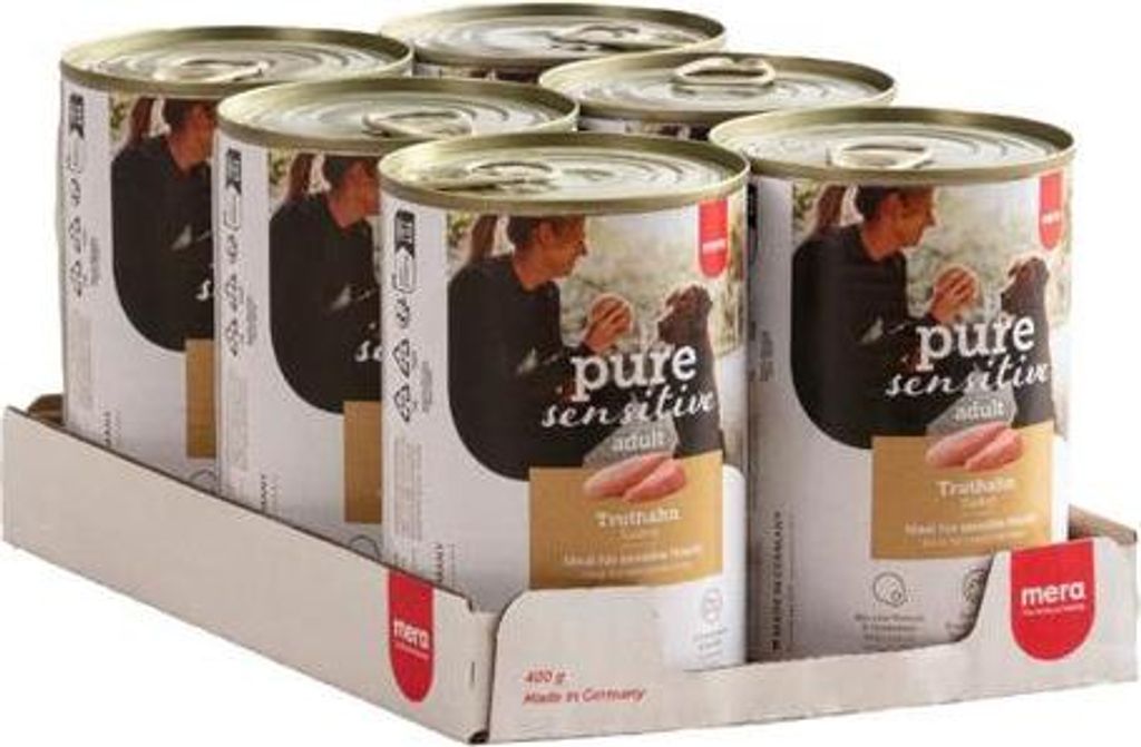 Mera Dog Pure Sensitive Meat Truthahn 400gx6
