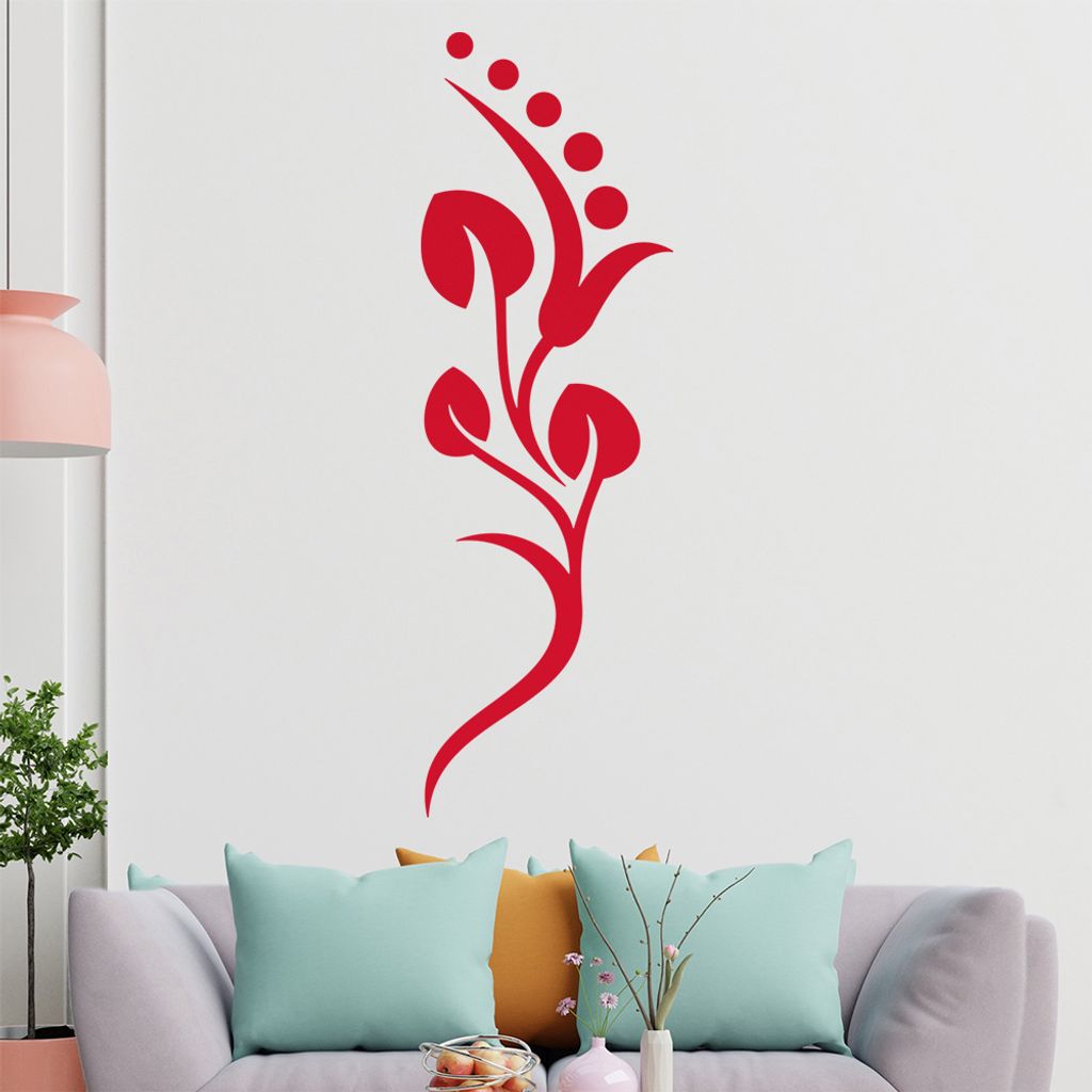 Blume - Linien Punkte Wandtattoo in 6 Größen - Wandaufkleber Wall Sticker - Dekoration, Küche, Wohnzimmer, Schlafzimmer, Badezimmer