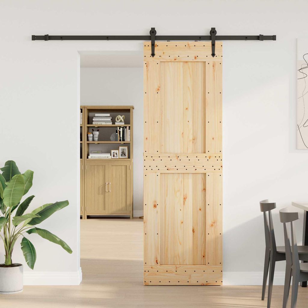 Möbel Schiebetür NARVIK Natürlich und Schwarz 70 x 210 cm (213,5 cm)Zimmertüren - Zimmertüren c6154