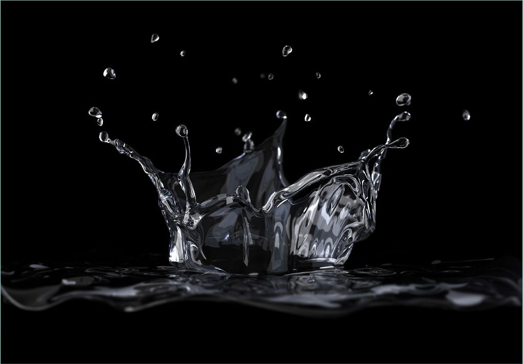 Wallario Fototapete Vliestapete, seidenmatte Oberfläche, einfache Verarbeitung, Größe 300 x 210 cm, Motiv Aufspritzendes Wasser