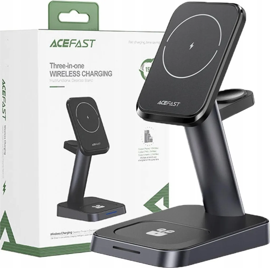 Stazione Ricarica Acefast E3 Nero: MagSafe 15W per iPhone e Watch