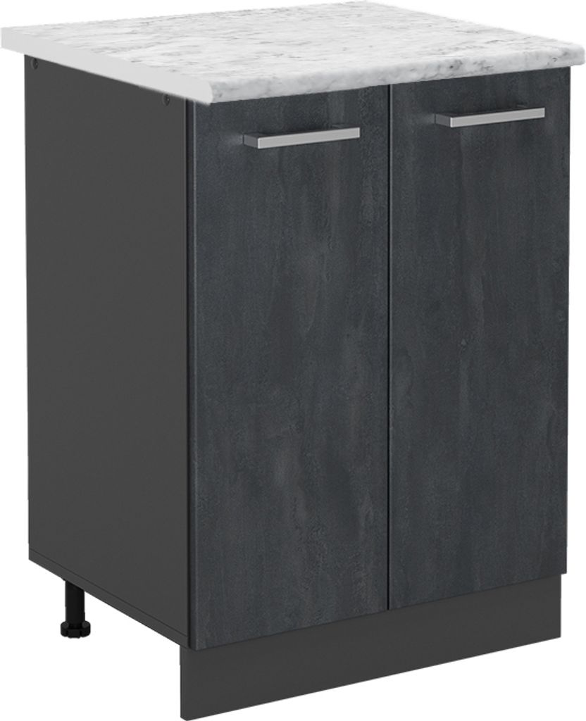 Küchenunterschrank Vicco R-Line Schwarz Beton 60 cm AP Marmor, Model 47473