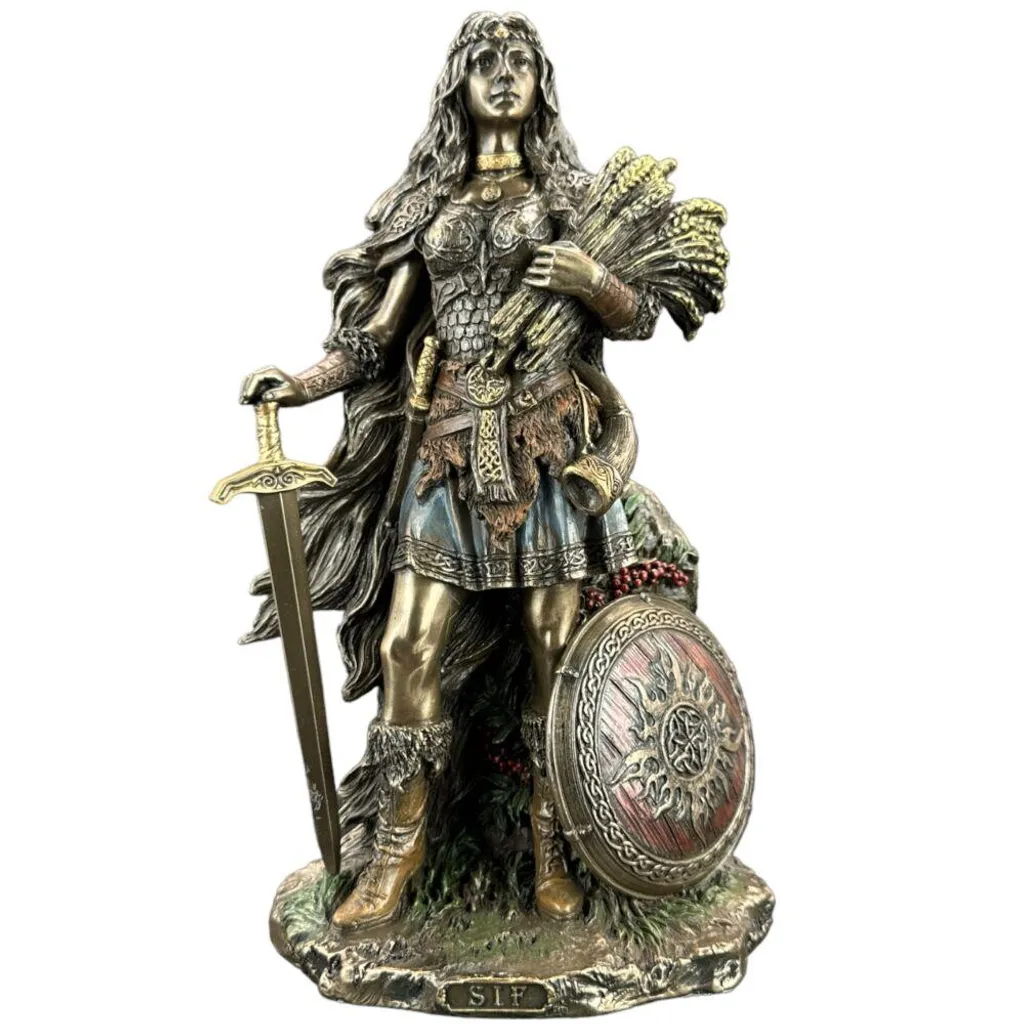 Figurine Sif en Bronze Sculpté Veronese WU77956A4 pour Décor de Bureau