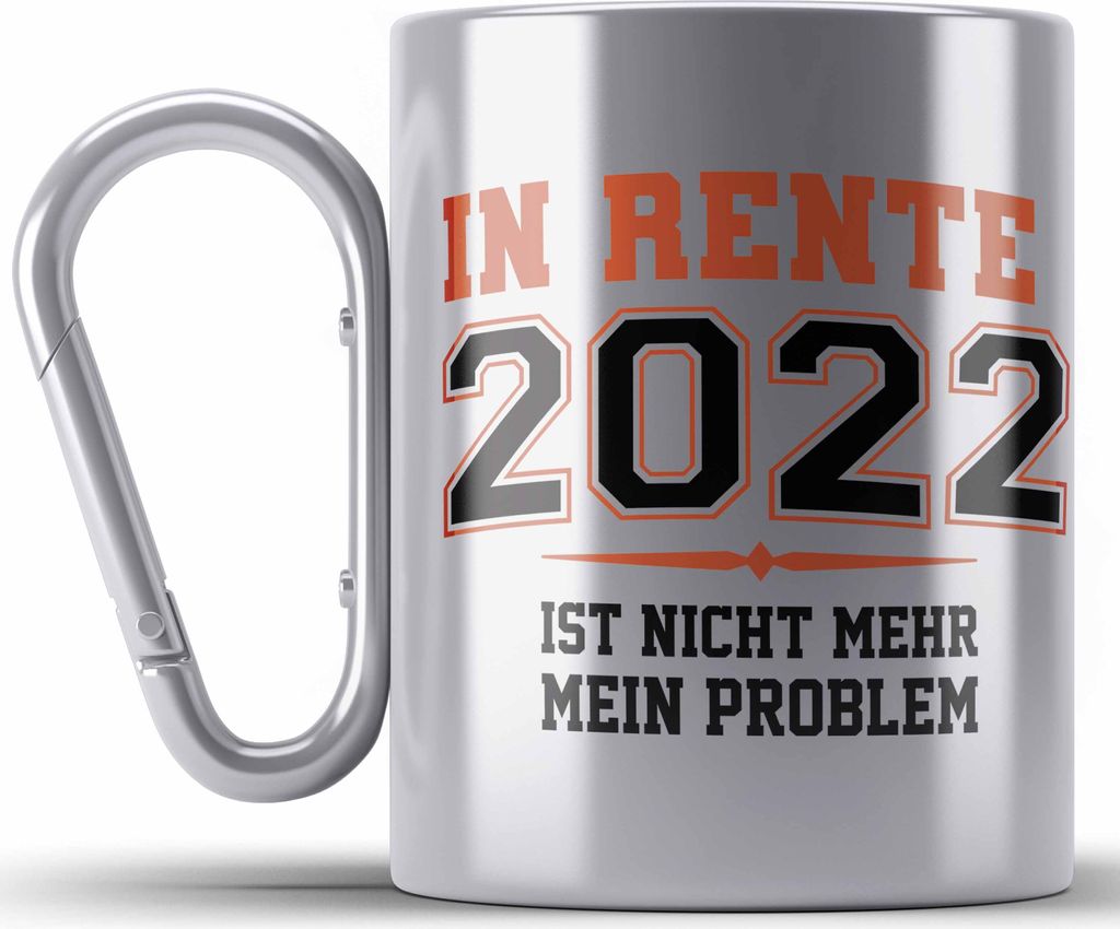 Trendation - Renter 2022 Edelstahl Tasse Karabiner Ruhestand Geschenk Rente für Mann Frau Lustig Renteneintritt Abschied Rentnerin Spruch (Silber)