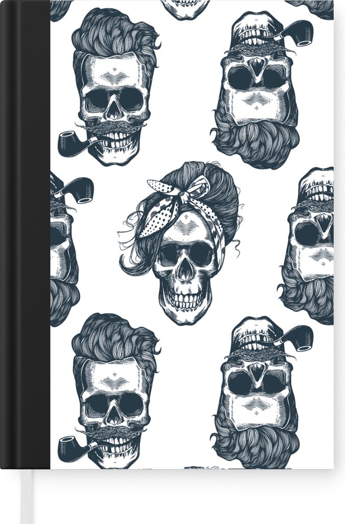 MuchoWow Notizbuch Tagebuch Haushaltsbuch Notebook A5 Puber - Totenkopf - Kopftuch - Muster - Notizblock - Notizheft - Notebook - Schreibblock - ...
