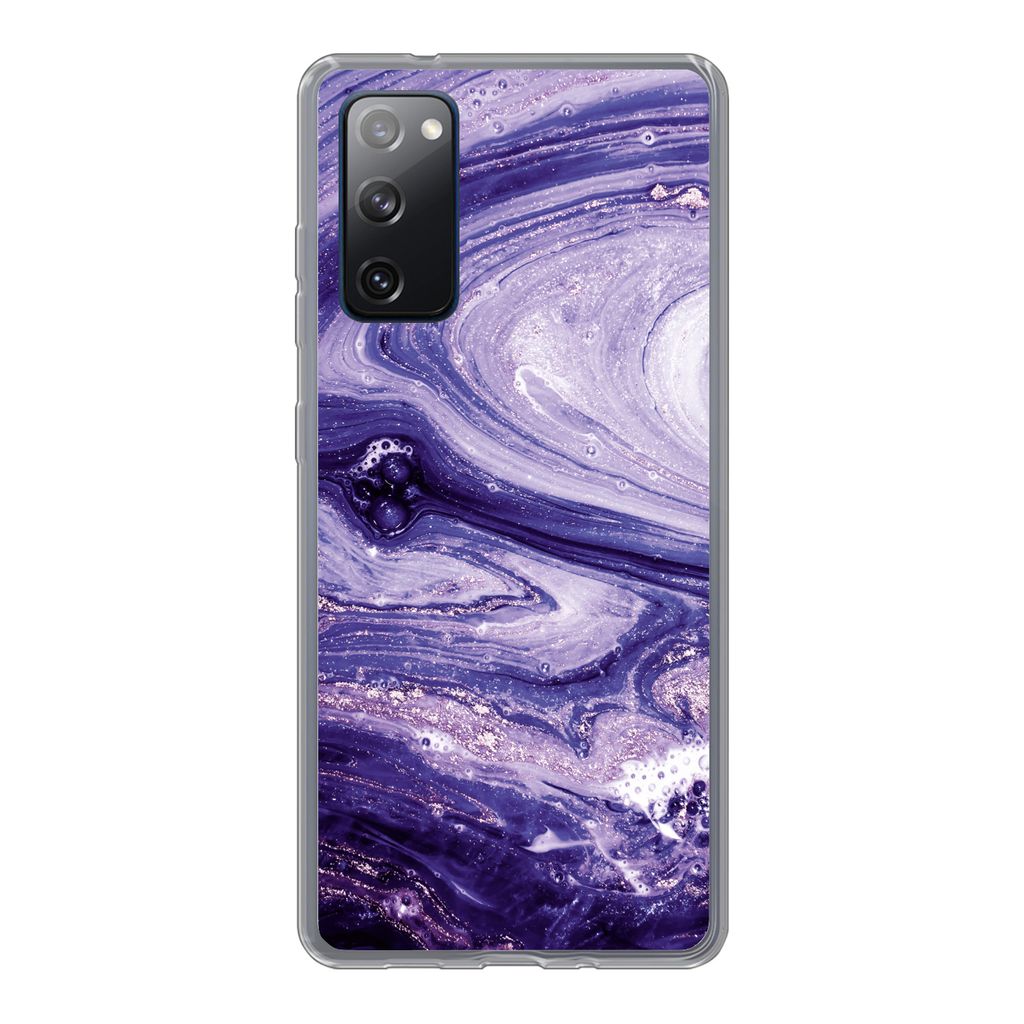 MuchoWow Handyhülle Schutzhülle Hülle für Samsung Galaxy S20 FE Marmor - Naturstein - Glitzer Silikon Softcase Handy Hülle - Abdeckung