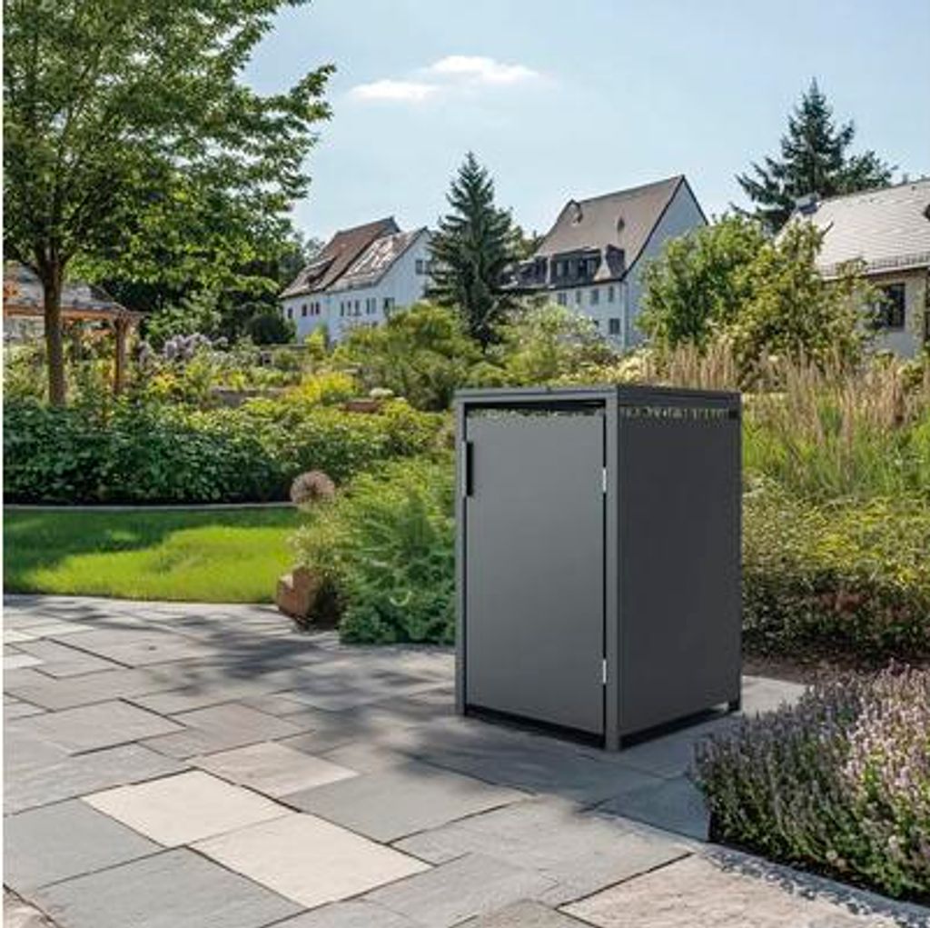 Mülltonnenbox Konsta inkl. Gasdruckfeder für Mülltonne 240 l Metall 68 x 80 x 116 cm anthrazit