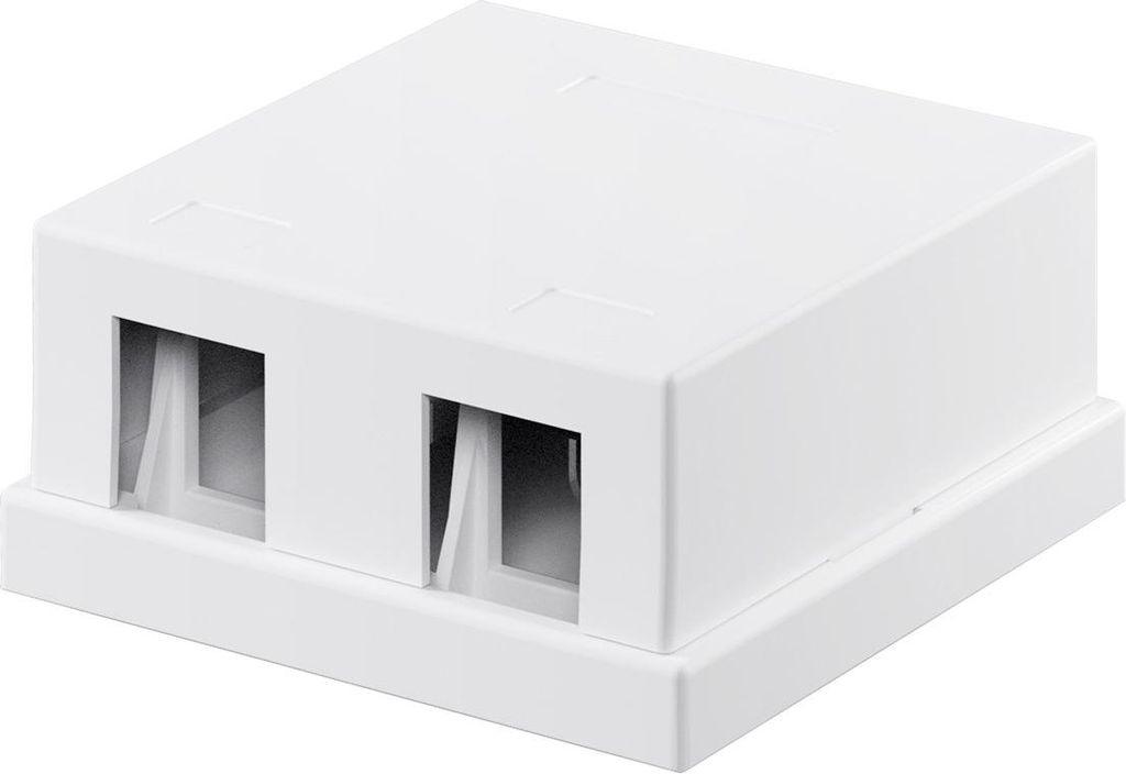 Goobay 79366 Keystone - Leeres Keystone-Gehäuse, Systematische Steckverbindung, 2 Ports, für Cat, Sat, LAN, HDMI, USB, White