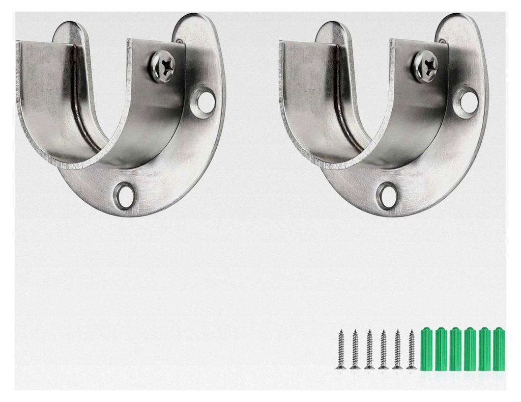 2 Stück schwarze Rundrohrhalterung, 32 mm Stangenhalterung für Gardinenstangen, Edelstahl Kleiderschrankhalterung