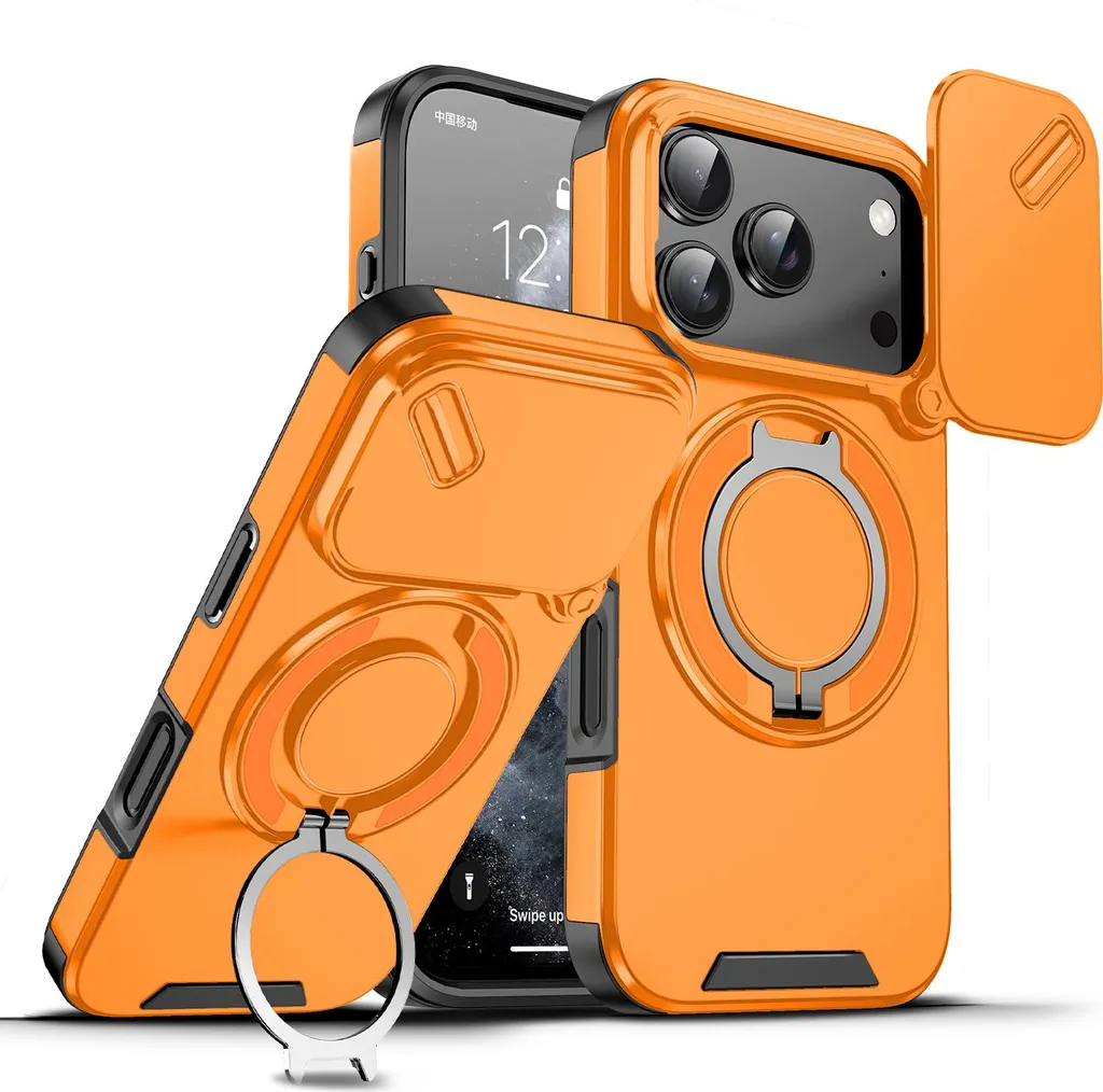 Custodia iPhone 17 Pro Arancione: Protezione Fotocamera e Anello Magnetico