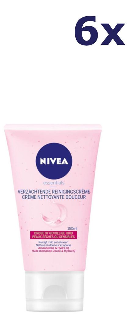 6x Nivea Essentials verzachtende reinigingscreme droge en gevoelige huid 150ML