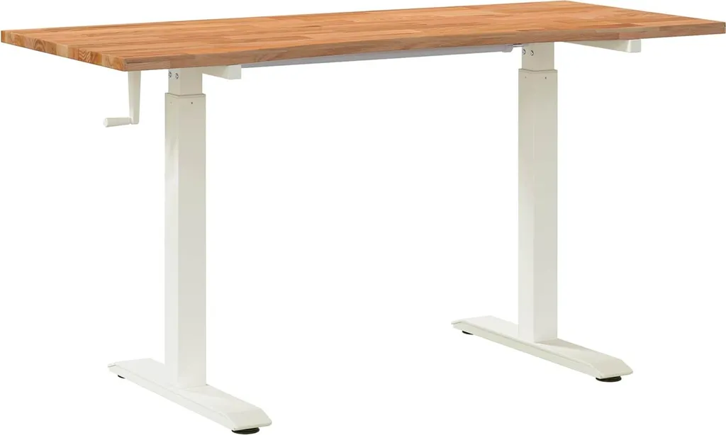 Bureau Blanc et Brun Clair 140x60 cm en Bois de Chêne Massif Véritable