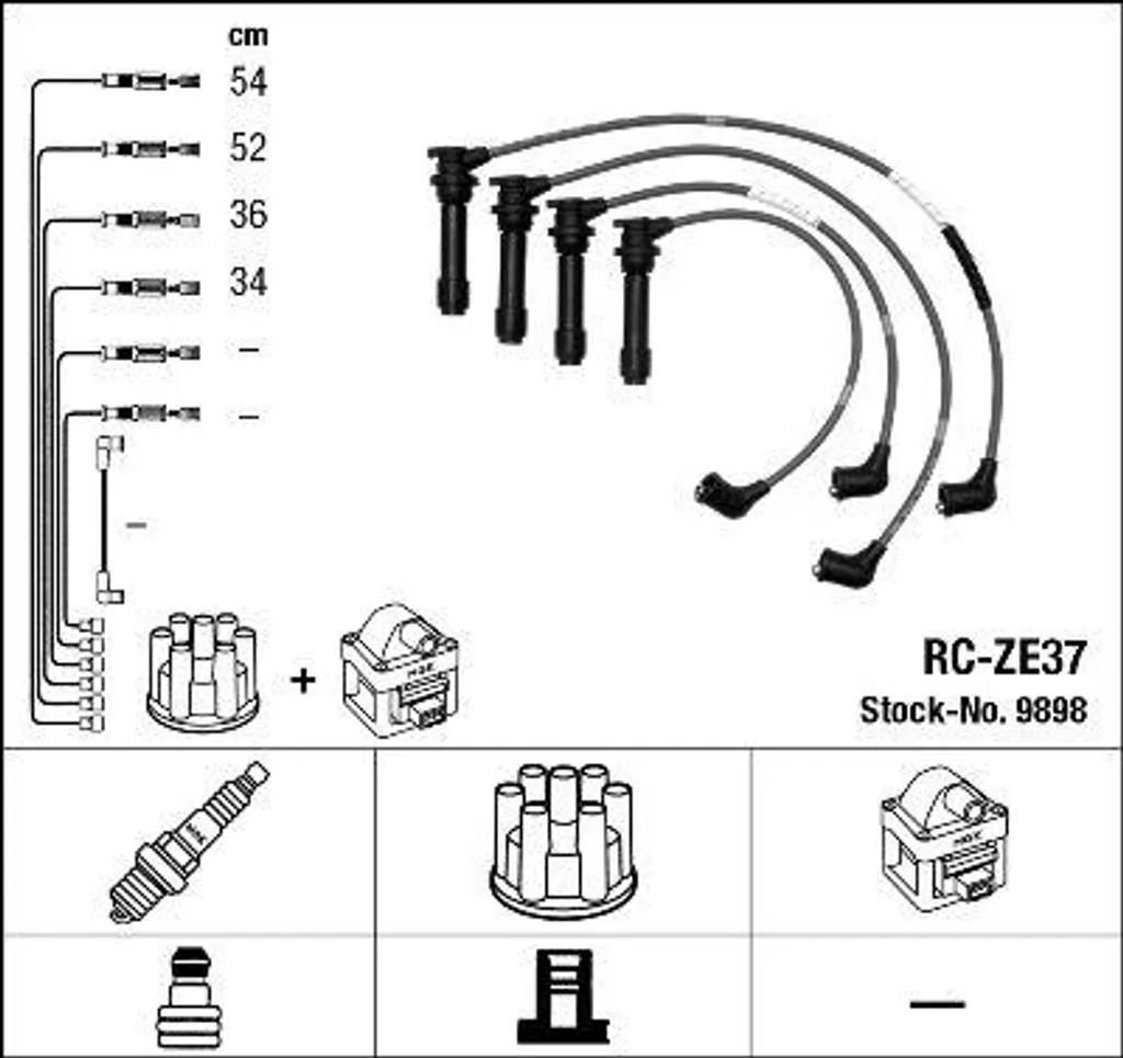 Faisceau d'allumage NGK 9898 haute tension pour moteur Xedos 6