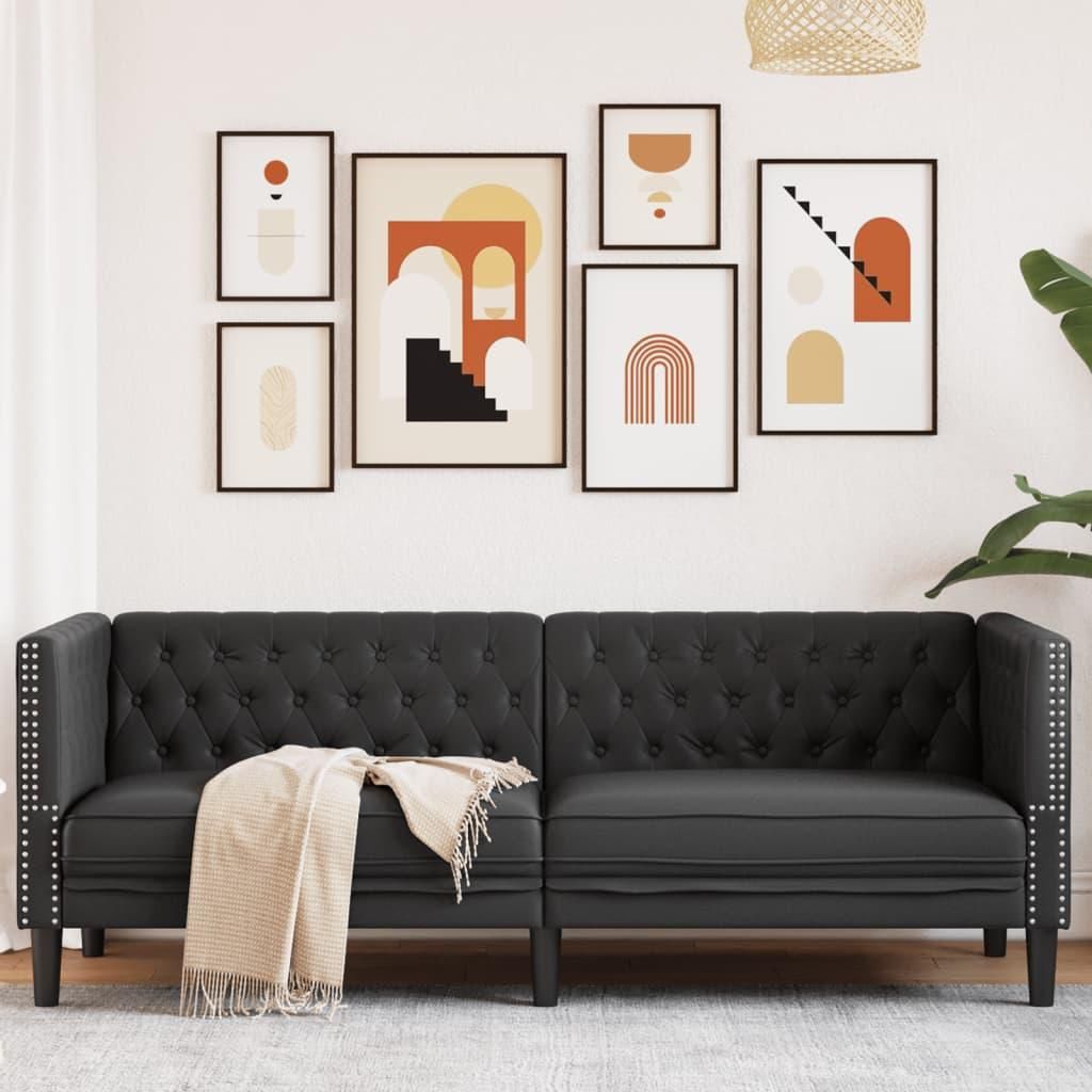 VidaXL 372666, Schwarz, 3 Sitz(e), Schaum, Kunstleder, Produktbild 
