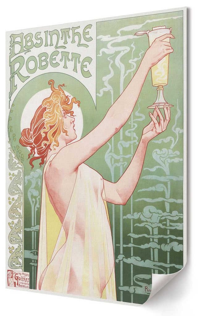 Absinth Robette- Kunstdruck A4 - Art déco, Vintage- Wandbild für Wohnzimmer Schlafzimmer & Flur, Modernes Poster Wanddeko, Ungerahmt