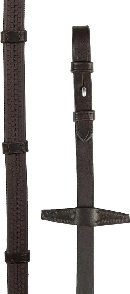 Rênes de Bridon Marron Taille Full en Caoutchouc Grip Souple pour Cheval