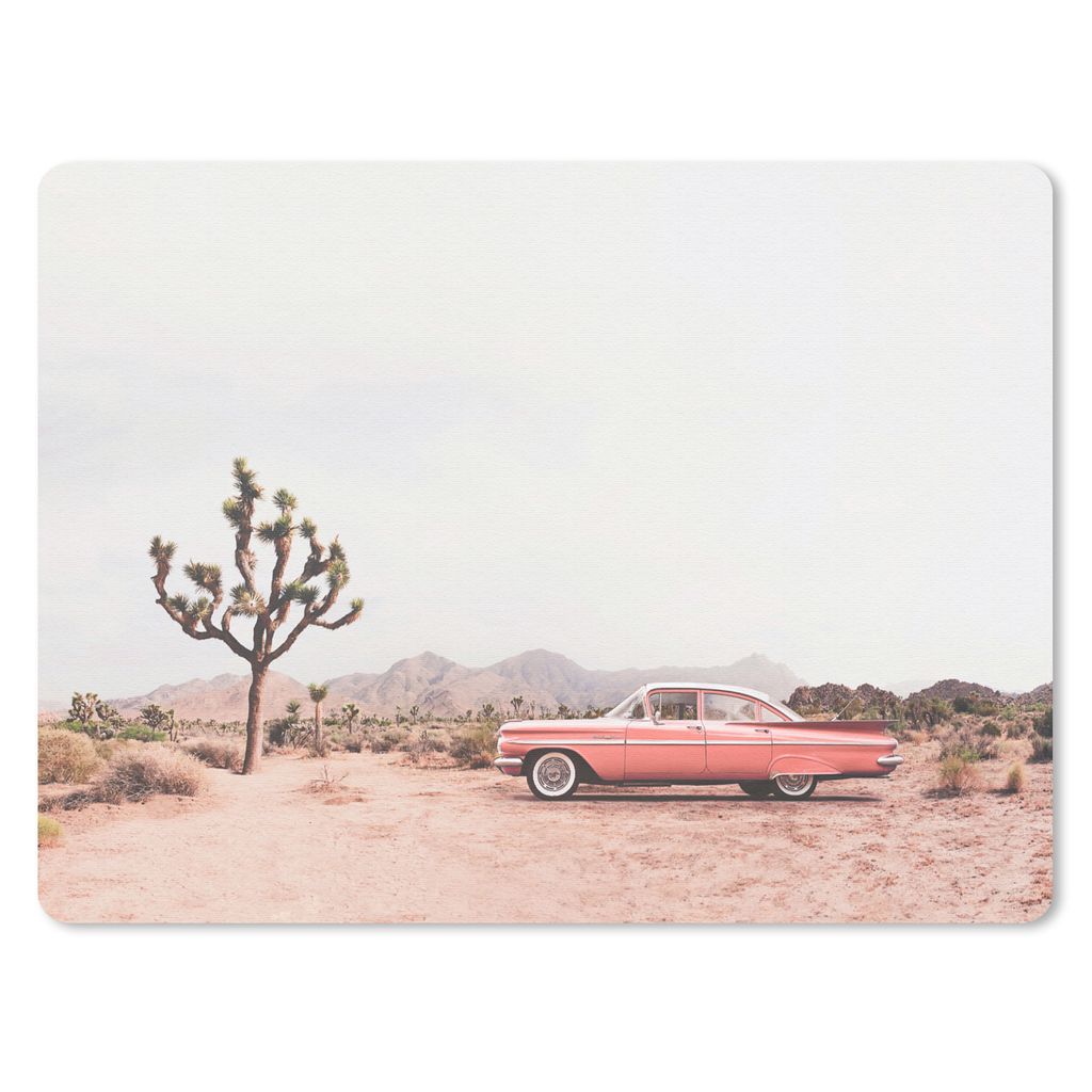 MuchoWow Mauspad Mousepad Auto - Wüste - Baum - Berge - Sand 40x30 cm - Mousepads - Maus Mat - Pad - Mausunterlage - Anti Rutsch