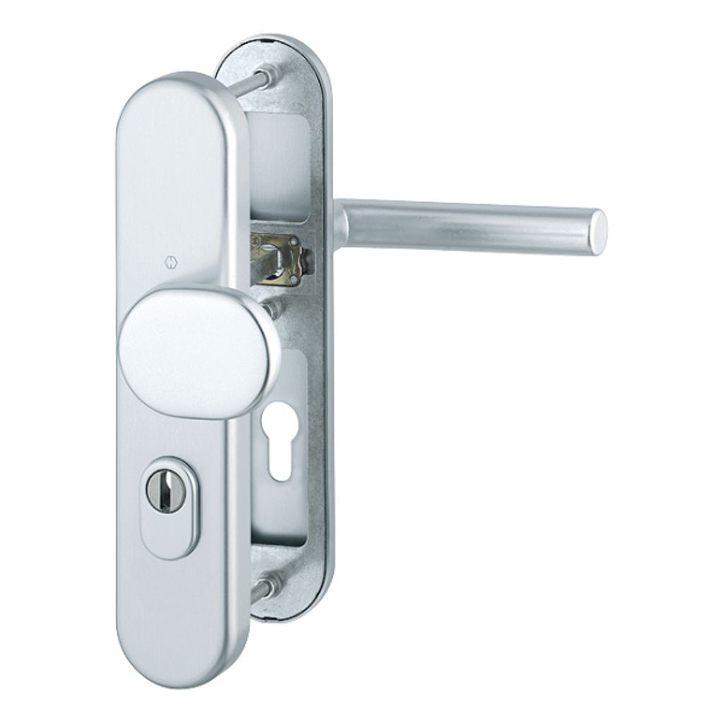 HOPPE Amsterdam Schutz-Langschild-Wechsel-Garnitur mit Zylinder-Abdeckung für Außen-/Wohnungsabschluss-Türen, F1 Aluminium natur, 86G/3332ZA/331...