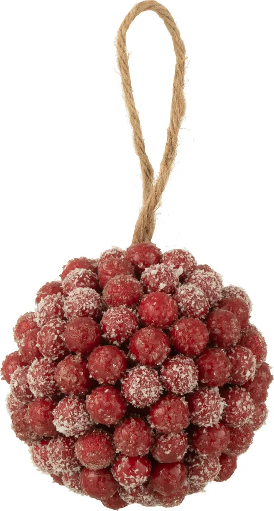 Boule de Noël Rouge à Paillettes J-Line pour Décoration Sapin