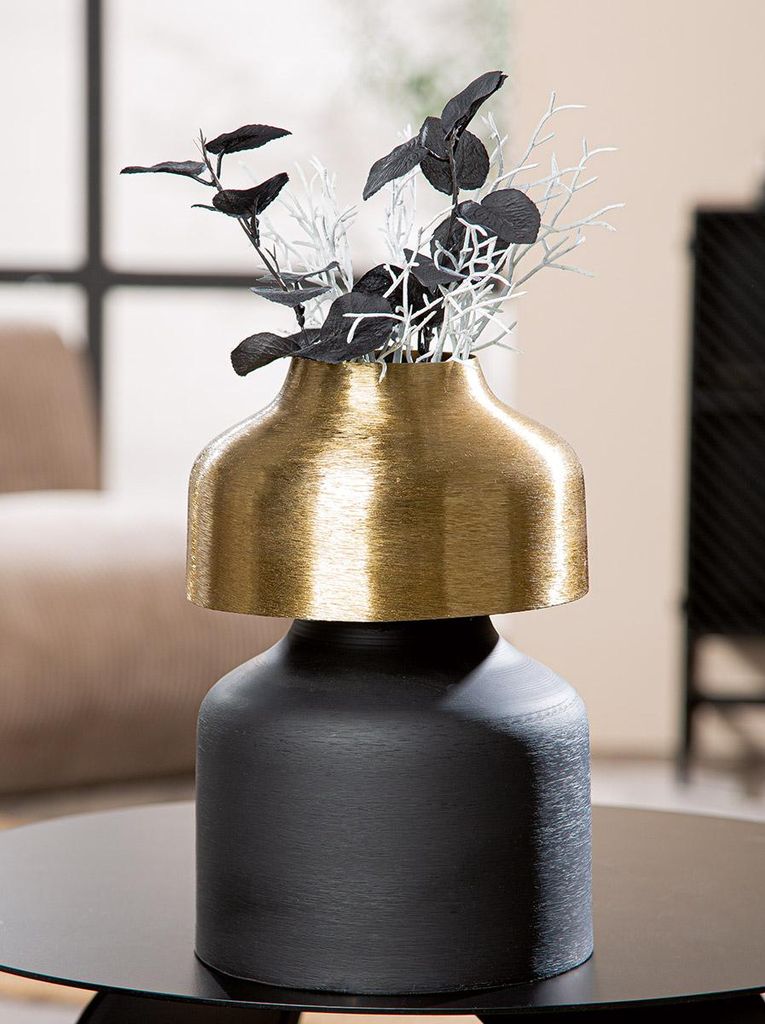 Gilde Vase, rund, "Luipaard", Eisen, schwarz, VE 2, H. 25.5 cm, D. 16 cm 58197 4063387581971