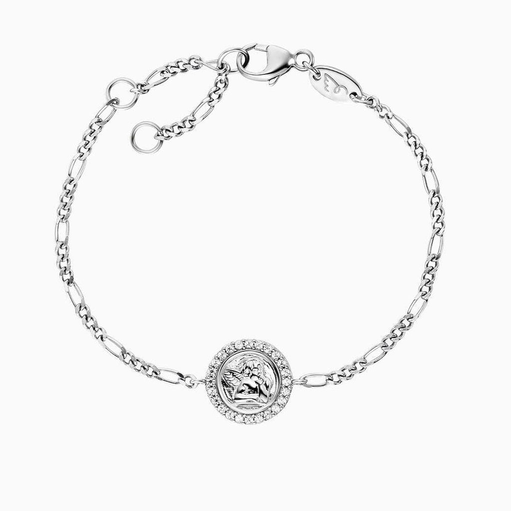 Herzengel HEB-ANGELI-ZI Mädchen Armband Schutzengel Silber Weiß 15 cm