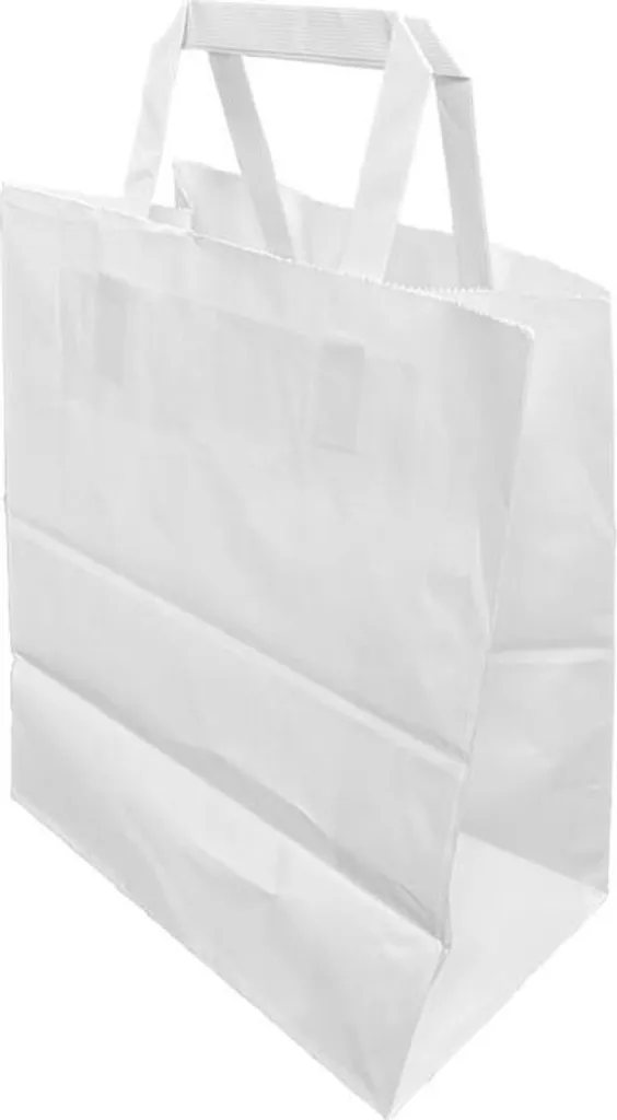 Sacs cabas Fiesta papier blanc recyclé poignées plates 250 pièces