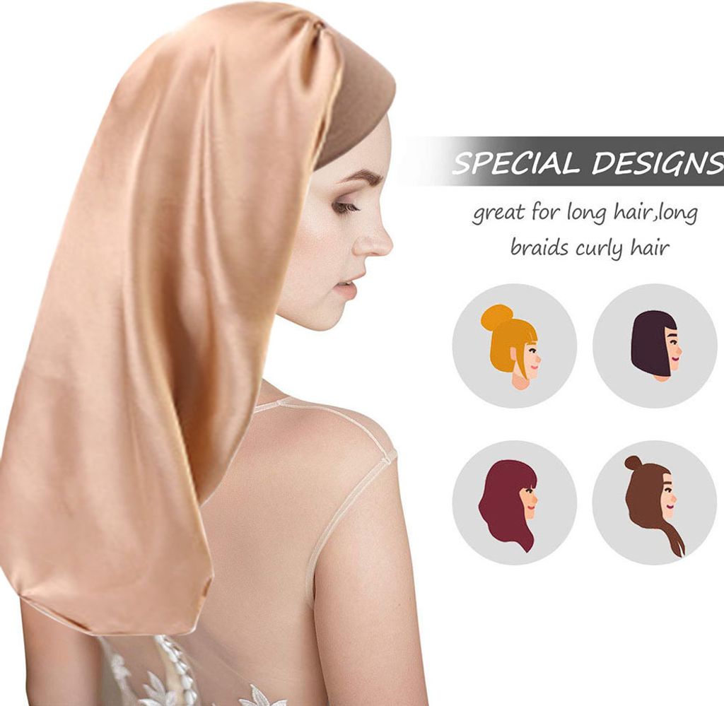 4 Satin-Mützen Für Frauen – Schützende Schlafhauben Für Lockiges & Empfindliches Haar