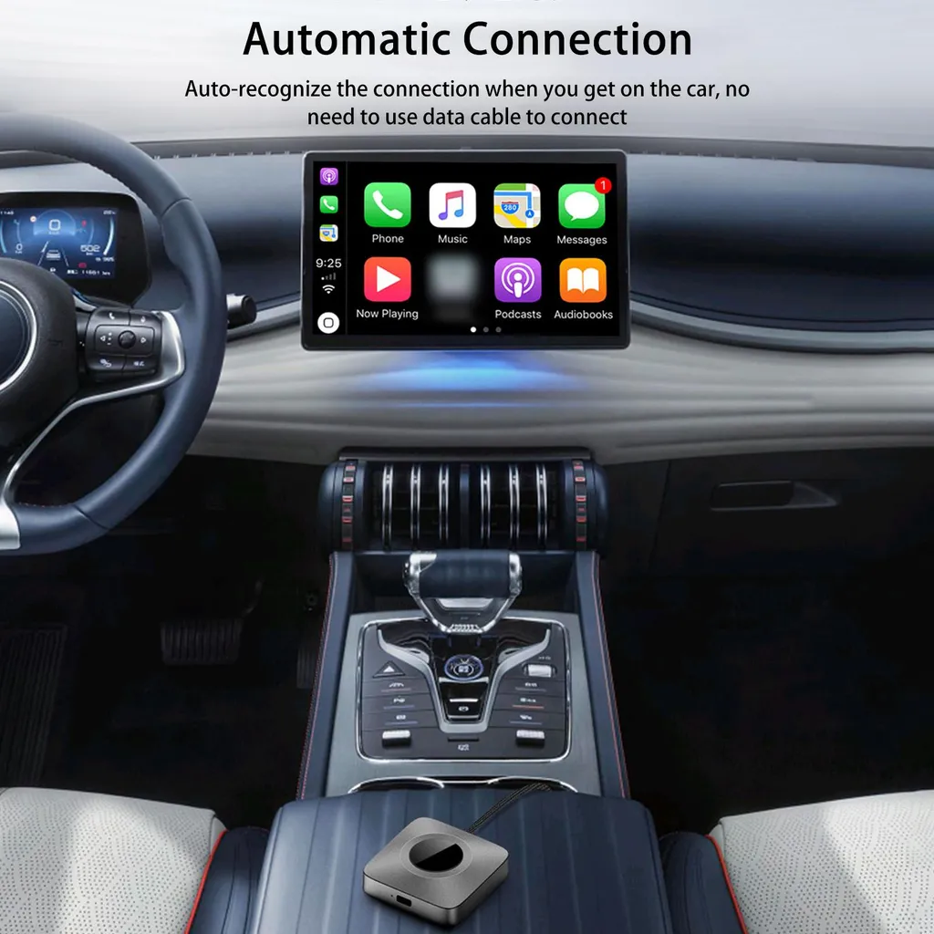Adaptateur Car Play sans fil 2 en 1 pour iPhone et Android Auto Noir - 3